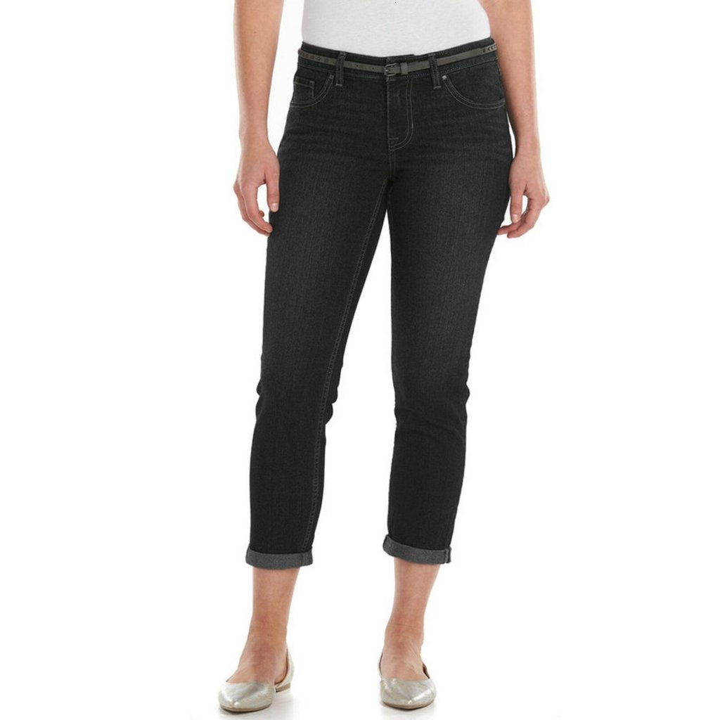 Modern Fit Cuffed Belted Capri Jeans